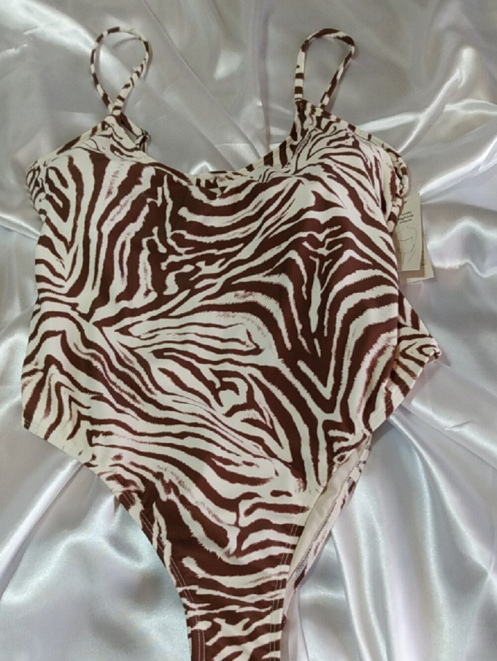 Brown & Beige Zebra-Print One-Piece -WMNS XXL (20)‎ - No Boundaries